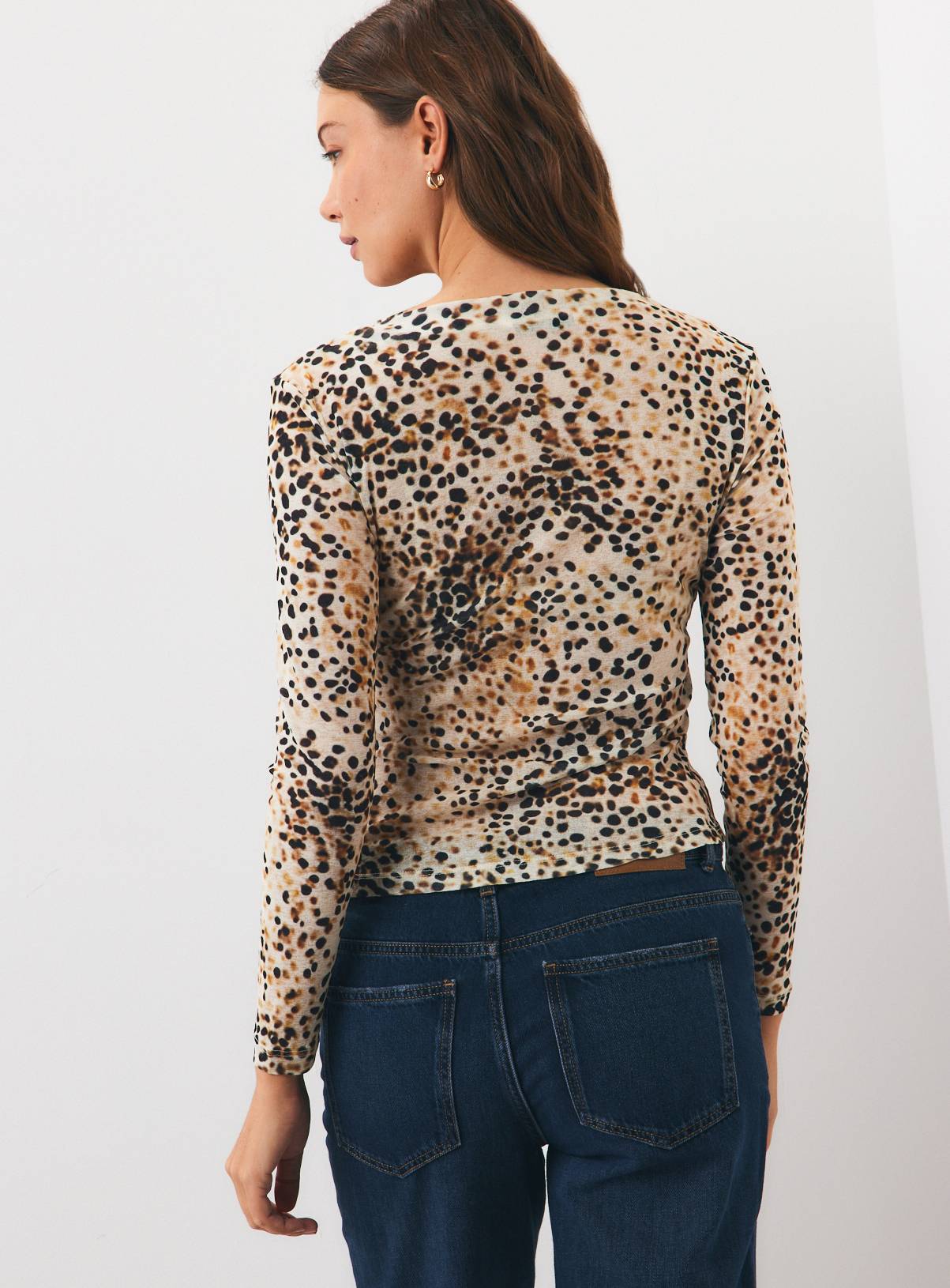 Printed Mesh Long Sleeve Top M - Image 4